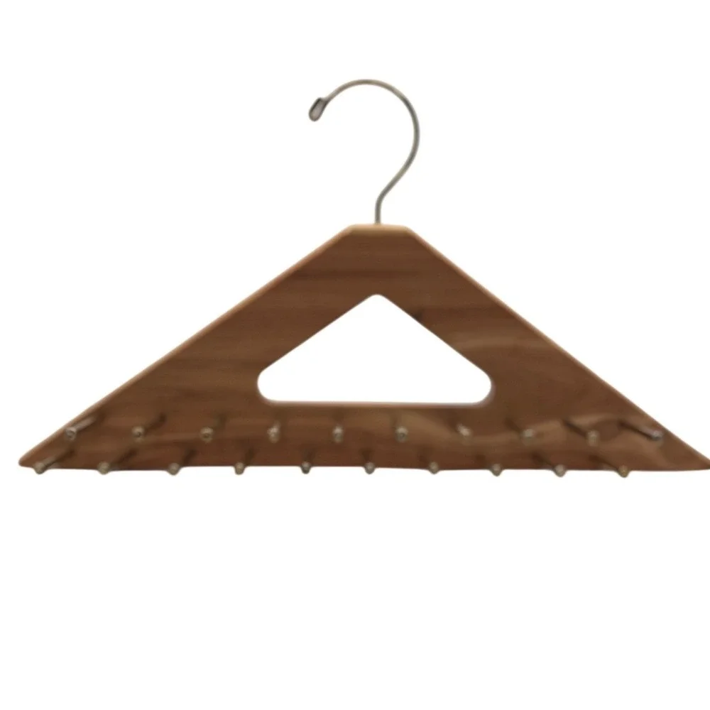 Woodlore Vintage Tie Rack Cedar Wood 40 Peg Brass Hook Solid Modern 90s